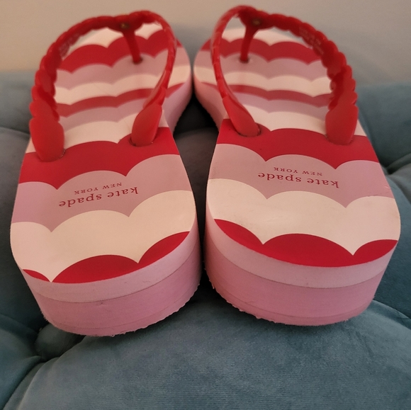 Kate Spade Flip Flops 7 Red & Pink - Picture 3 of 3